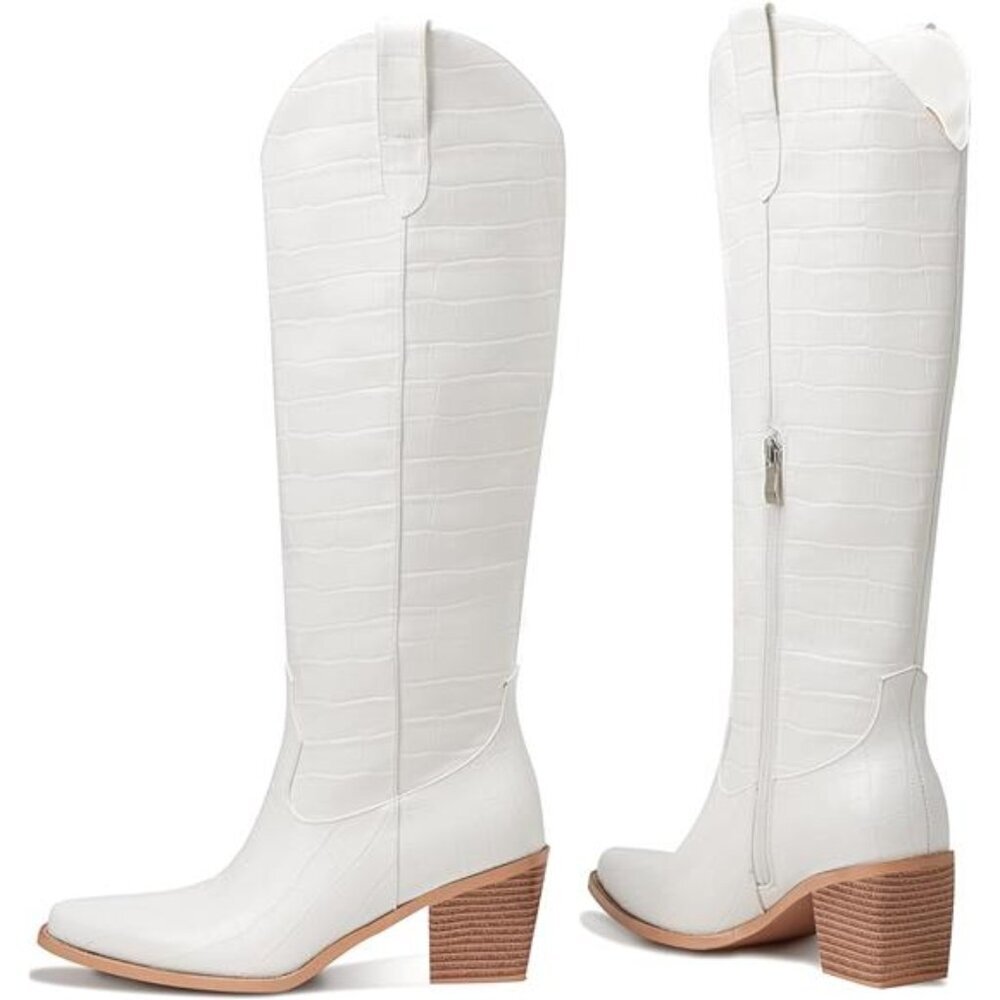 NEW  Western Cowboy Boots for Women - Knee High Wide Calf Cowgirl Boots - Picture 4 of 6